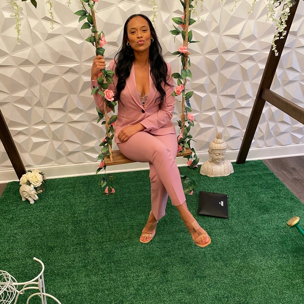 Rose colored pant suit